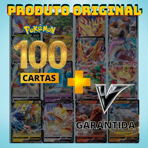 100 Cartas Pokemon + 01 Carta Ultra Rara Charizard Original