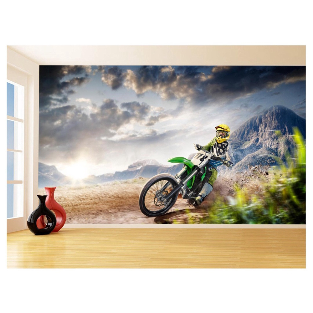 Papel De Parede 3D Moto Cross Trilha Terra Mx 3,5M Bkm27 em Promoção na  Americanas