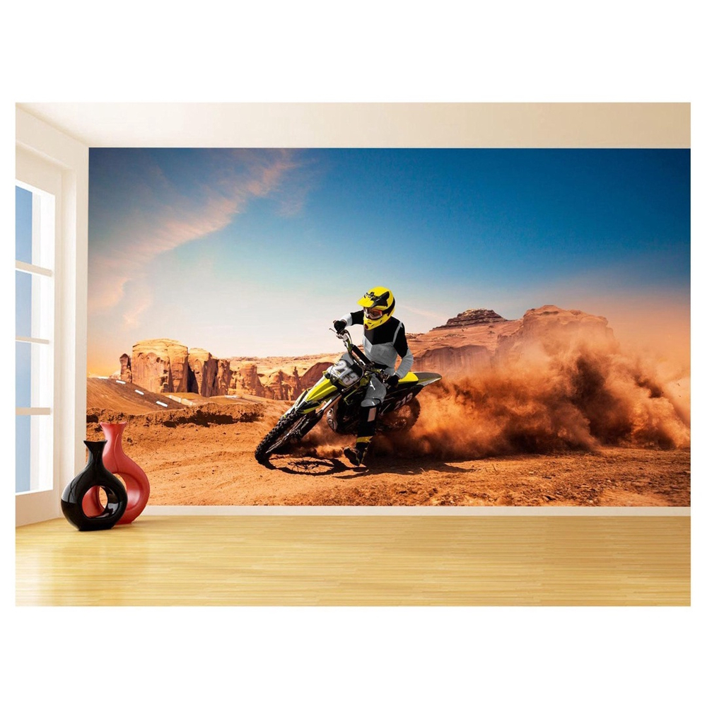 Papel De Parede 3D Moto Cross Trilha Terra Mx 3,5M Bkm27 em Promoção na  Americanas