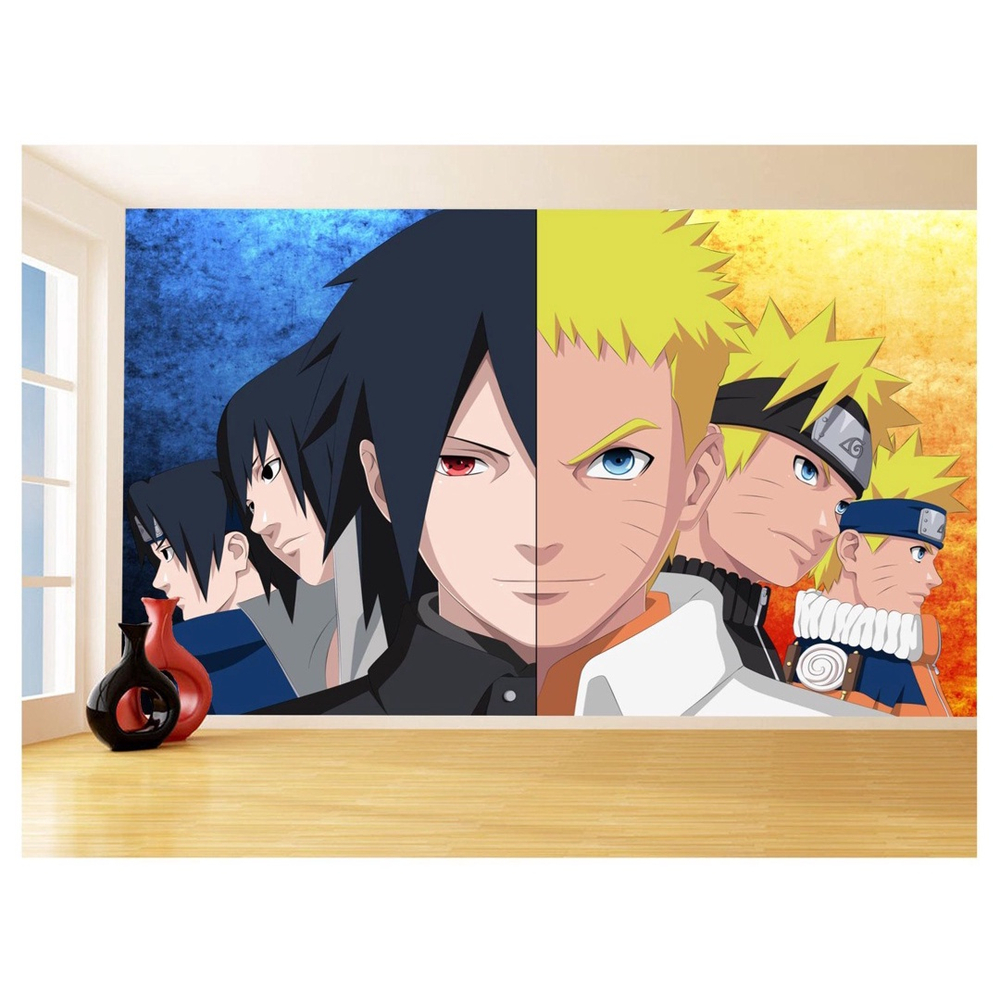 Papel De Parede Adesivo Lavável Quarto Mangá Naruto Anime