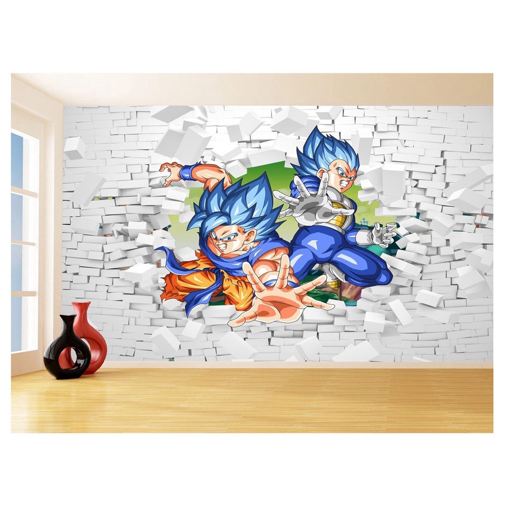 Papel De Parede 3D Dragon Ball Goku Vegeta Anime 3,5M Dbz15 - Você