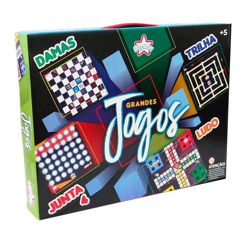 JOGO 4 EM 1 - XADREZ, DAMAS, LUDO E TRILHA - Ioiô de Pano