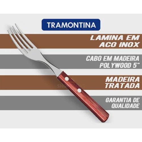 Kit Talheres Tramontina 6 Peças Colher, Garfo e Faca Vermelho 2