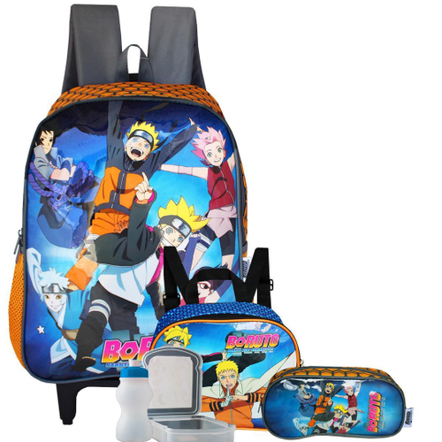 Mochila de Rodinhas Infantil Boruto Laranja Luxcel