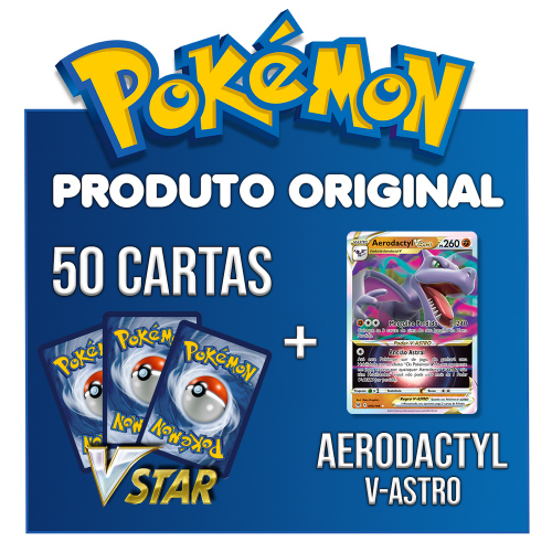 Lote Pokémon 50 Cartas + Aerodactyl V astro + Brinde em Promoção