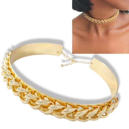 Colar Feminino Gargantilha Choker Laminada Folheado A Ouro 18k