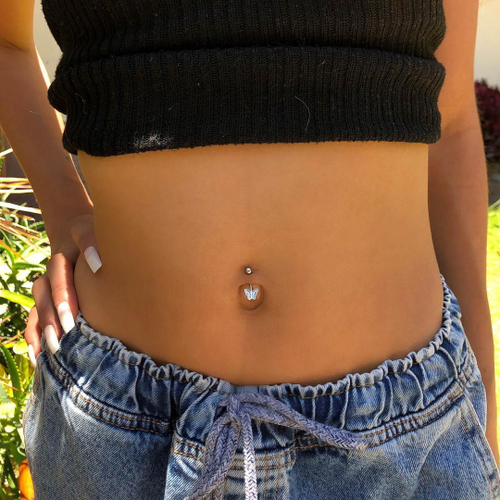 Piercing de Umbigo com 5 Diamantes sintéticos