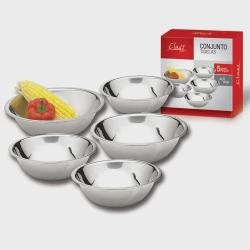 Conjunto De Bowls Em Inox 5 Peças Class Home Menor preço em Conjunto De Bowls Em Inox 5 Peças Class Home