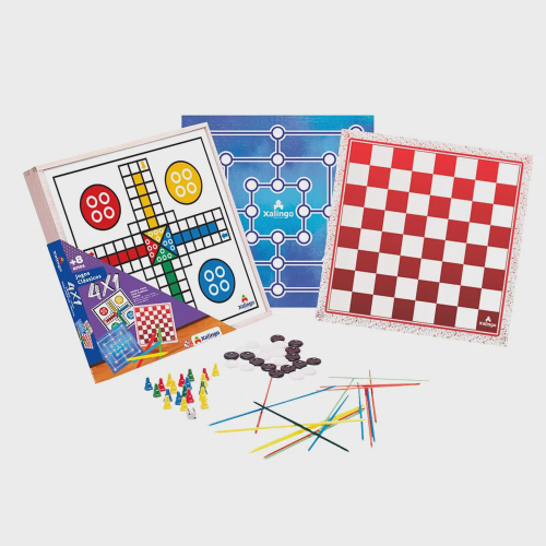 Jogo De Mesa 4x1 Dama Ludo Dominó Jogo Da Velha Kit 4 Jogos