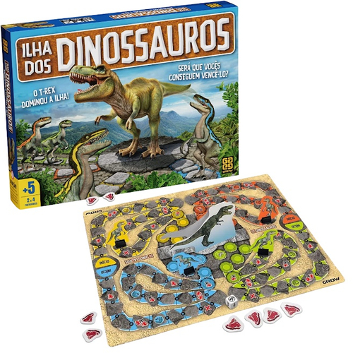 Jogo Ilha Dos Dinossauros + 5 Anos Grow 04274 - Papelaria Criativa