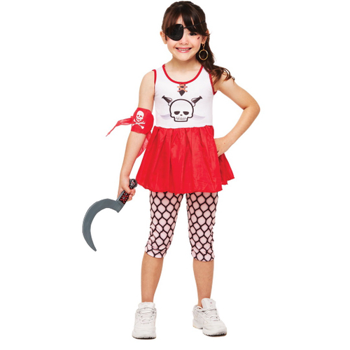 Fantasia Carnaval Masculina Infantil Pirata Vermelho Branco