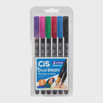 Caneta pincel dual brush aquarelavel com 6 cores neon cis
