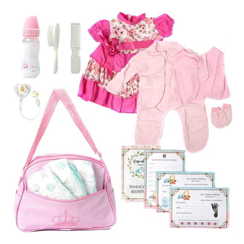 Conjunto para Bebê Reborn com 02 Fraldas e Kit Certificado com Bolsa  Maternidade Rosa na Americanas Empresas