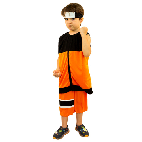 Fantasia Naruto Uzumaki Infantil Macacão Curto Com Bandana