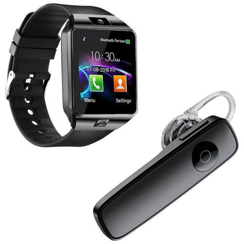 Kit 1 Smartwatch Dz09 Preto 1 Fone De Ouvido Fio Preto em