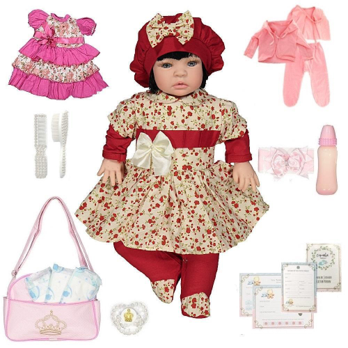 Boneca Bebê Reborn 100% Silicone Gatinha Com Mamadeira Chupeta E Conjunto  de Roupas em Promoção na Americanas