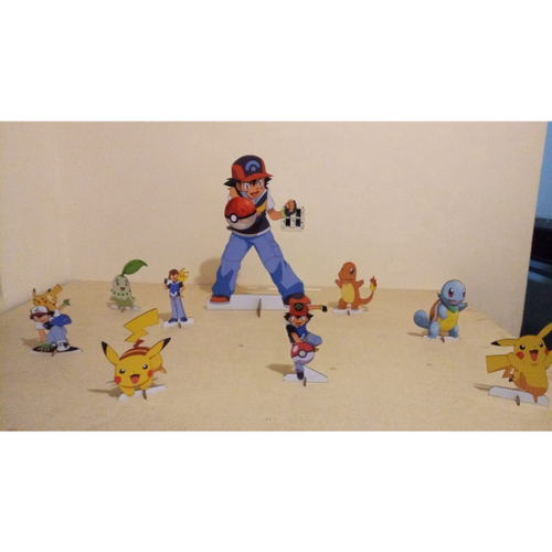 Kit Display Totem de Chão e mesa Pokemon e Nome 14 peças