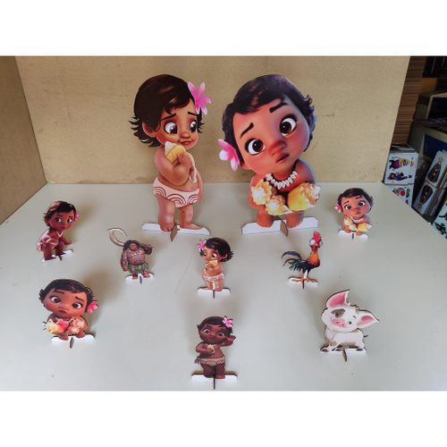 Kit Decoração de Festa Totem Display 8 peças Moana Baby 100x70cm