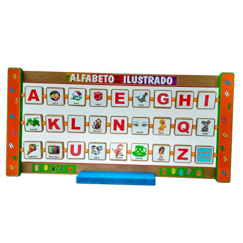 Jogo Alfabeto Ilustrado - Madeira - Marcio Artesanatos - Kits e Gifts