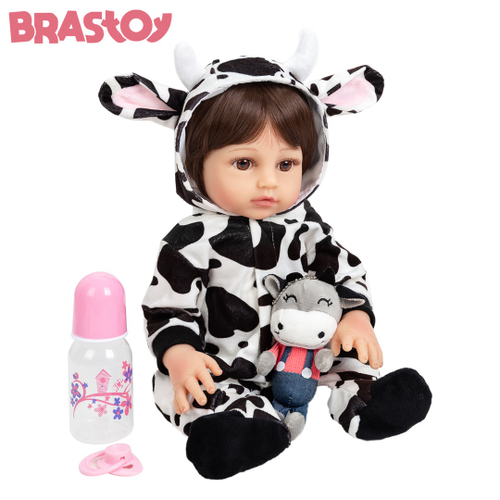 Brastoy Boneca Bebê Reborn Silicone Menina Elefantinho Olhos