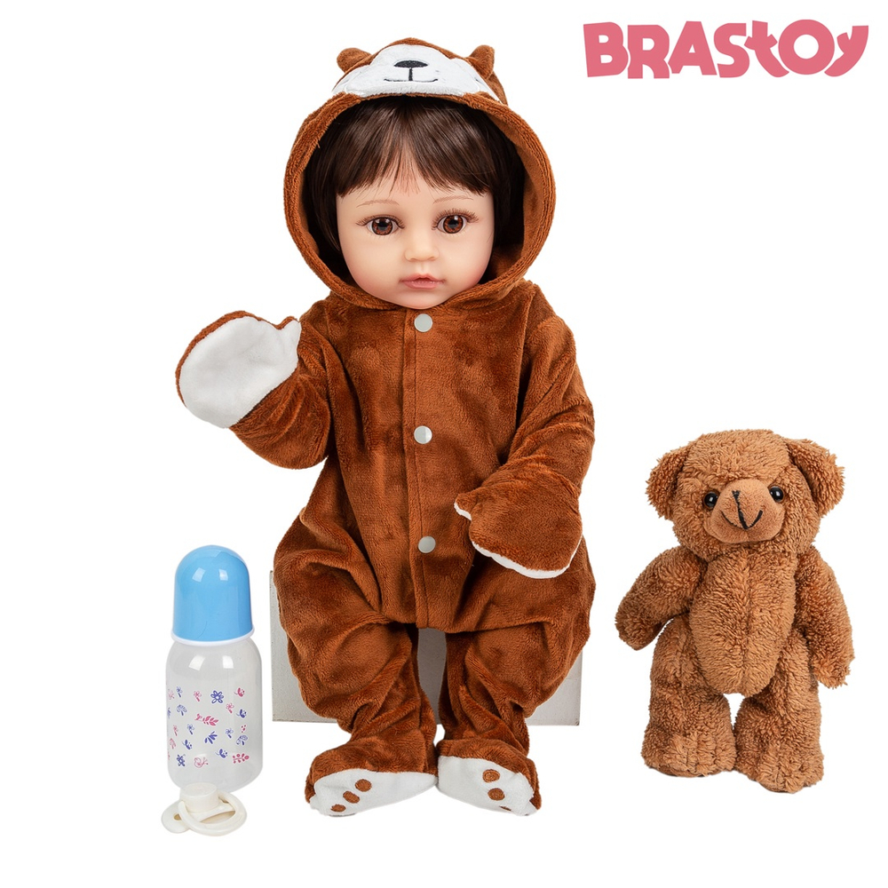 Brastoy bebe reborn menina100percent silicone pode dar banho crianca  presente original