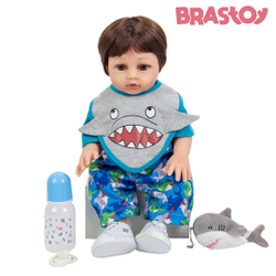 Brastoy Boneca Bebê Reborn Silicone Original Menina 55cm Olhos Castanho  Elefantinho no Shoptime