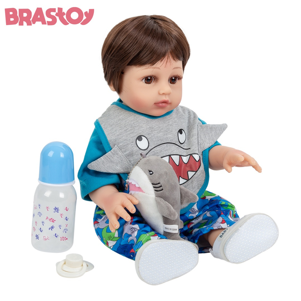 Brastoy Bebê Reborn Boneca Silicone Menino Olhos Castanhos 48cm em Promoção  na Americanas