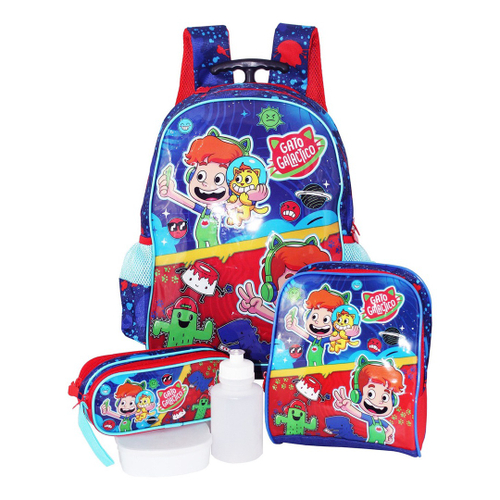 Mochila De Costas Escolar Infantil Gato Galáctico r - GATO GALÁCTICO