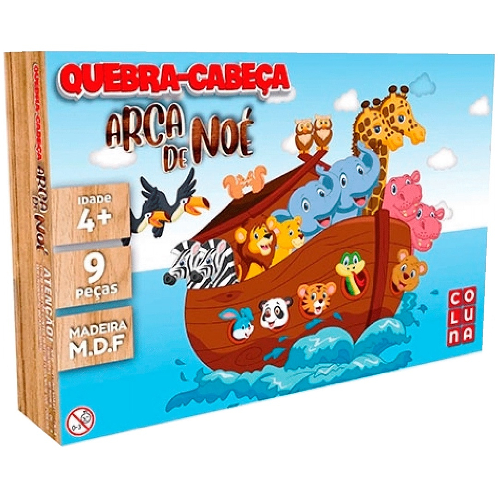 Quebra Cabeça Infantil Arca De Noé Em Madeira mdf Puzzle Jogo Educativo 9  Peças Brinquedo Coluna + 4 Anos no Shoptime