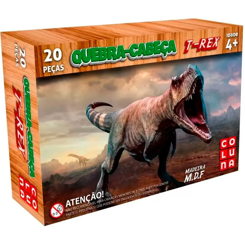 Quebra-Cabeça de Madeira MDF Infantil Educativo Dino 24 pçs