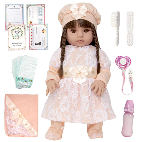 Brastoy Bebê Reborn Boneca Menina 100% Silicone 55cm Cachos em Promoção na  Americanas