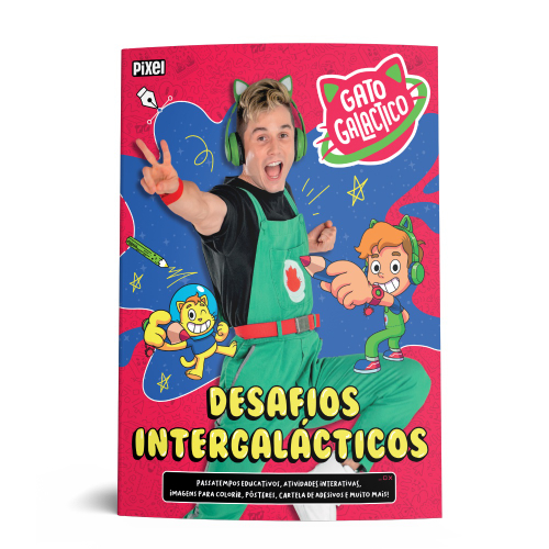 Estojo Duplo p/ Colorir Gato Galáctico r Infantil no Shoptime