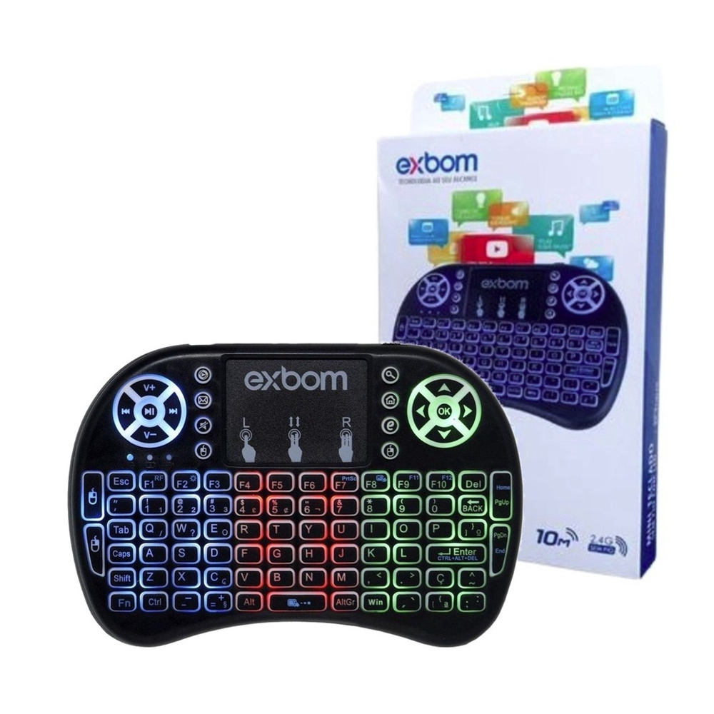 Mini Teclado Controle wifi Sem Fio LED rgb Para Tv Smart Pc na