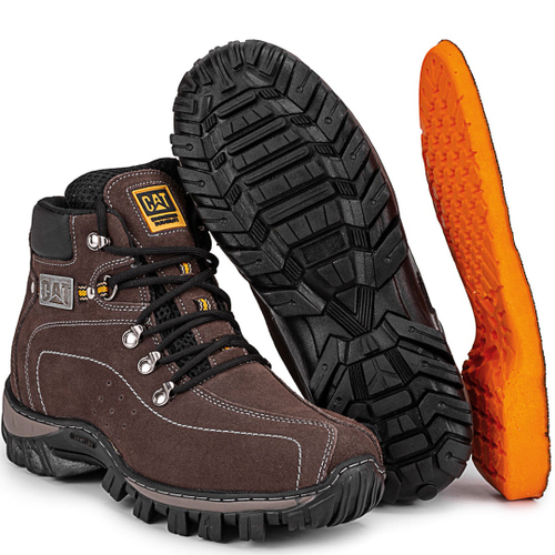 Bota Cat Adventure Second Shift Em Couro Amarela