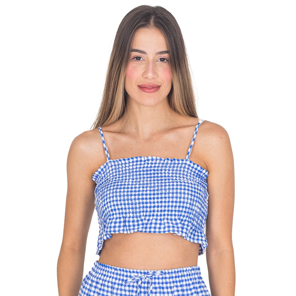 Conjunto Cropped Xadrez Feminino