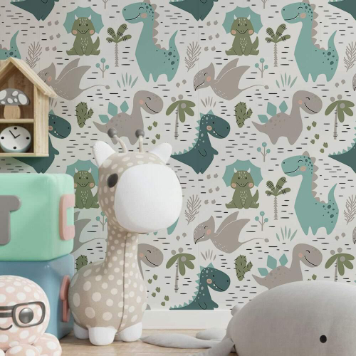 Papel de Parede Dinossauro Dino Baby Desenho Azul Verde Quarto Infantil  Menino Bebê Criança Adesivo Lavável Vinílico em Promoção na Americanas