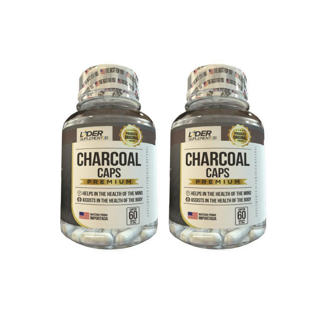 Charcoal Caps 60 Caps 500Mg Kit Com 2 Potes no Shoptime