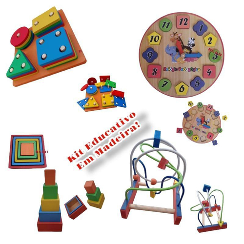 Kit Pedagógico Educativo Com 9 Jogos Madeira Nig Brinquedos no Shoptime