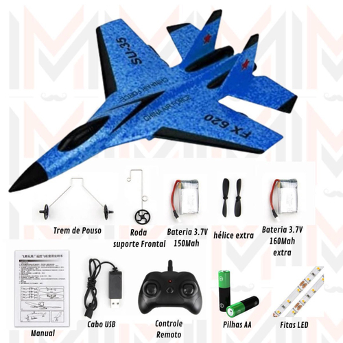 Avião De Controle Remoto The Minator Su 35 Planador Azul em Promoção na  Americanas