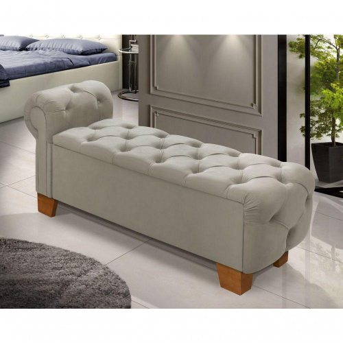 Recamier Persa Decorativo Puff Quarto Suede Bege