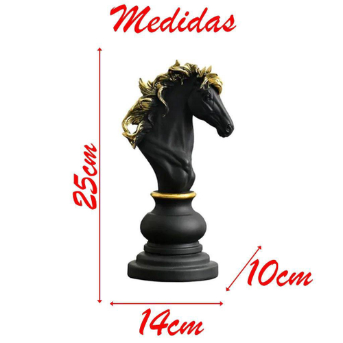 Decoração Peças De Xadrez Preto Cavalo Escultura Grande Está no Shoptime