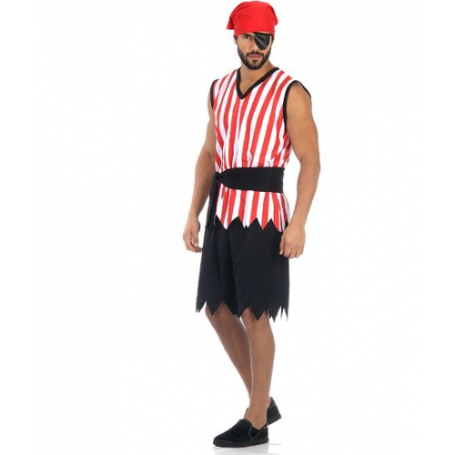 Fantasia de Halloween Pirata Zumbi Adulto Masculino Com Tapa olho