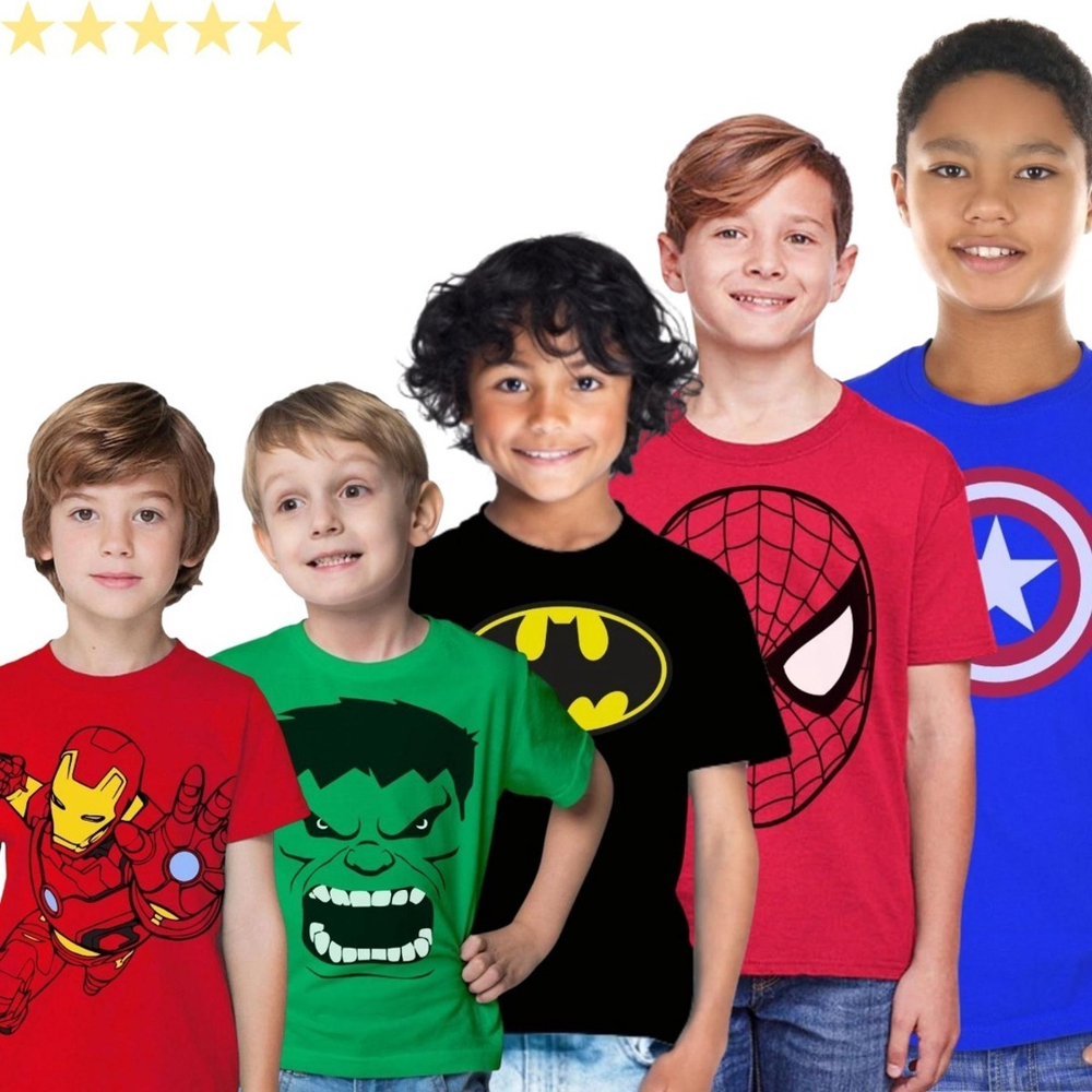 Camisa shops super herois infantil