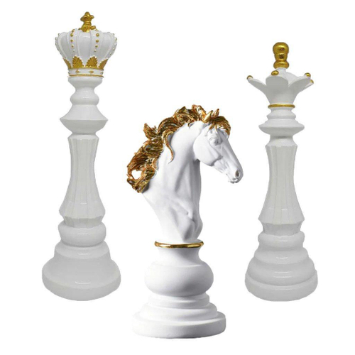 Kit Decor Chess C/2 Peças de Xadrez Rei e Rainha Dourado