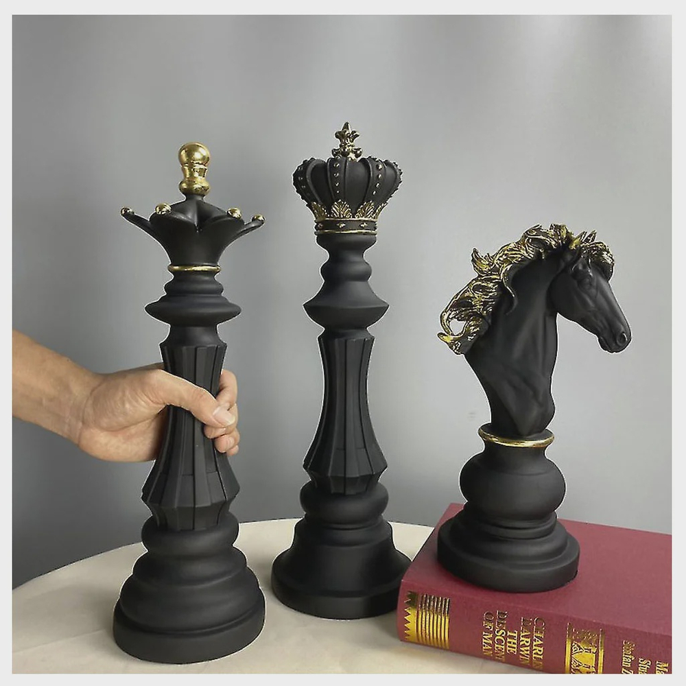 Peças De Xadrez Kit Rei Rainha Cavalo Decoração Escultura