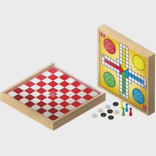 Jogo Damas E Ludo De Madeira - Brincadeira De Criança em Promoção