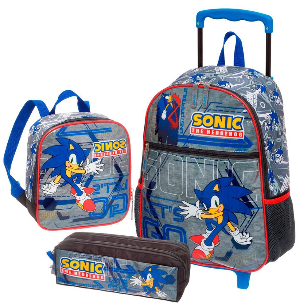 Mochila Infantil Escolar Com Rodinha Sonic Unstoppable - Bebe