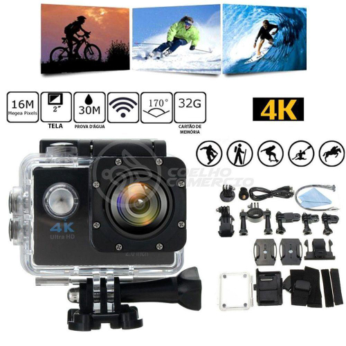 Go Cam Camera Vídeo Action Ação Wifi 4K 30M Estilo Gopro