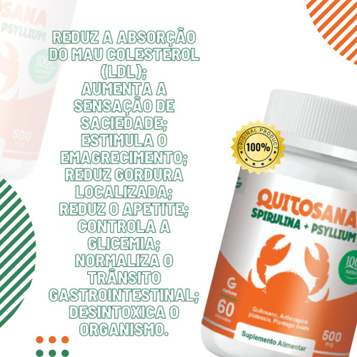 Quitosana Spirulina Psyllium 60 Cáps Genature No Shoptime