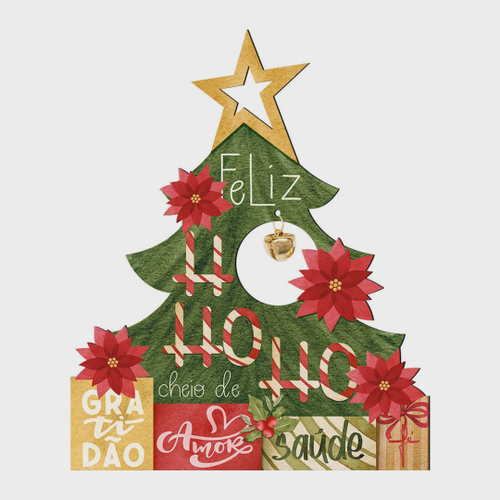 Placa Decorativa - Natal - Ho Ho Ho, Feliz Natal Placa Decorativa